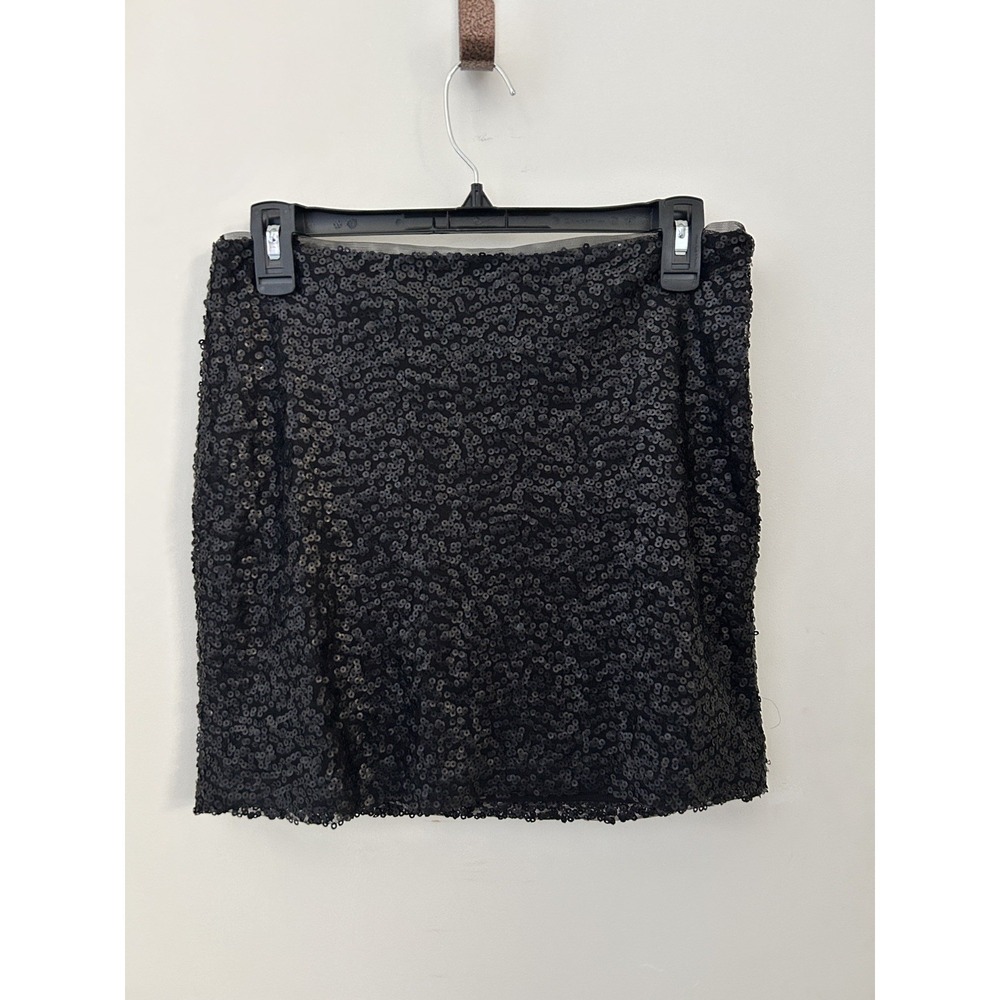 Bisou Bisou Michelle Bohbot Black Sequins Mini Skirt Size XS Party Quiet Luxury